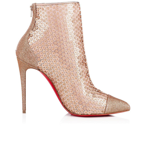 Christian Louboutin Gipsybootie SPC 100 Nude Glitter Mesh Heel Boot Bootie 38.5 - Picture 7 of 12